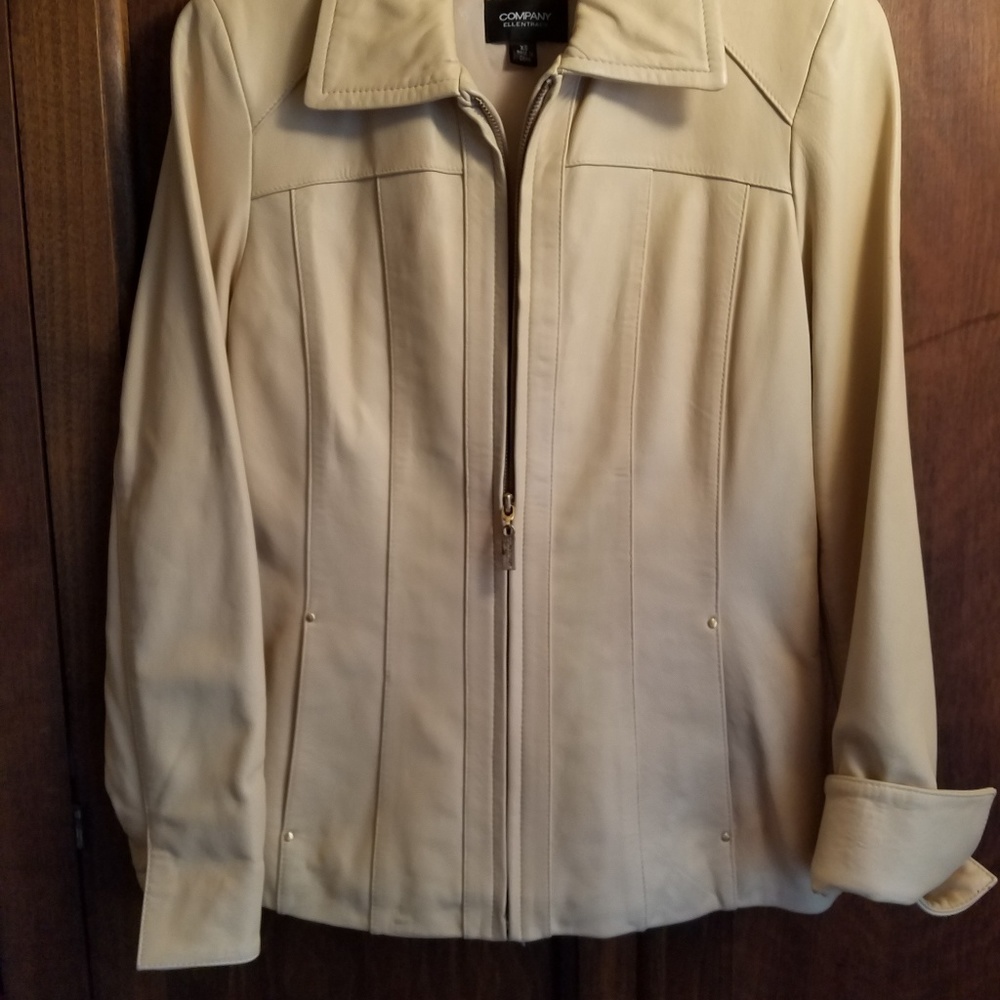 Ellen Tracy light beige leather coat